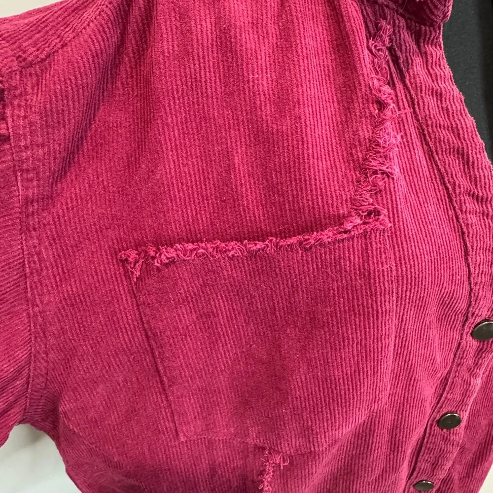 Kori Corduroy Jacket‎ Medium Boho Western Cropped Frayed Hem